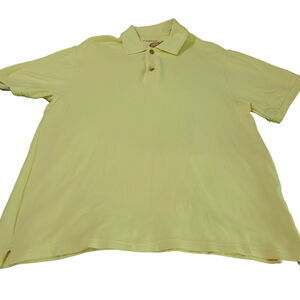 Caribbean Pineapple Mens Polo Yellow Size Medium Yellow Silk Blend Short Sleeve